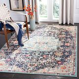 Safavieh Modern Chic Indoor Geweven Vloerkleed, Madison Collectie, MAD447, in Zwart & Teal, 160 X 229 cm