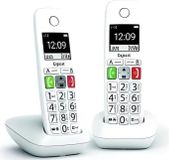 Gigaset Téléphone sans fil E290 Duo, grand écran, grands boutons, amplification audio, blanc