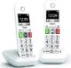 Gigaset Téléphone sans fil E290 Duo, grand écran, grands boutons, amplification audio, blanc