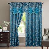 Elegant Comfort Luxueuze mooie gordijnpaneelset met bevestigde volant en achterkant 137,2 cm x 213,4 cm (set van 2), marineblauw