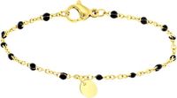 Lucardi Dames Armband graveer ovaal zwart emaille - Staal - Armband - Cadeau - 19 cm - Goudkleurig