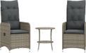 vidaXL Tuinstoelen 2 st verstelbaar met tafel poly rattan grijs
