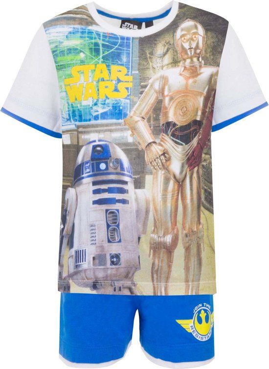 Star Wars Shortama Pyjama Kinderen Jongens 116 - Blauw/Wit/Geel - Katoen