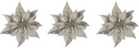 Cosy&Trendy Kerststerren Decoratie bloem - 4x stuks - champagne glitter - op clip - 18 cm - kerstboomversiering