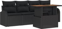 vidaXL Tuinbank Set 5-delig Zwart Polyrattan