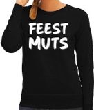 Bellatio Decorations Shoppartners Bv Feest muts sweater / trui zwart met witte letters voor dames - fun tekst truien / grappige sweaters S