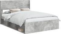 vidaXL Bedframe met opbergruimte en hoofdbord Betongrijs 160 x 200 cm