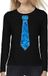 Bellatio Decorations Verkleed shirt dames - stropdas paillet blauw - zwart - carnaval - longsleeve XXL