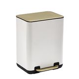 SunnyPoint 6 liter prullenbak met plastic binnenemmer, rechthoekig, langzaam sluiten (WHT+goud)