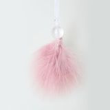 Set van 2 veren ophangingen – kleur roze – H17 cm – veer H9 cm