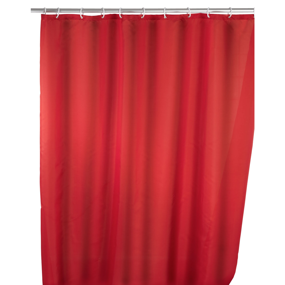 WENKO Anti-mould shower curtain single-colour Red washable 180 x 200 cm