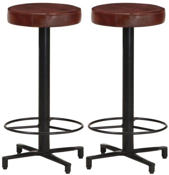 vidaXL Barkrukken 2 st 66 cm echt leer