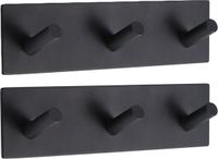 Tendance Handdoek haakjes vierkant - 2x - 3 haken - Zwart