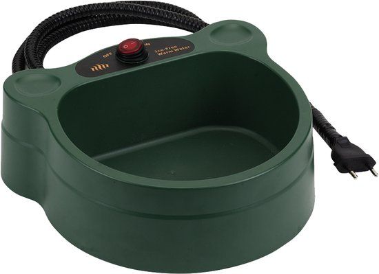 Gaun Heated Drinker - Anti-freeze Water Bowl - 180 cm Cable - Plastic - 2.2 Liters - Ø25x10 cm - Green