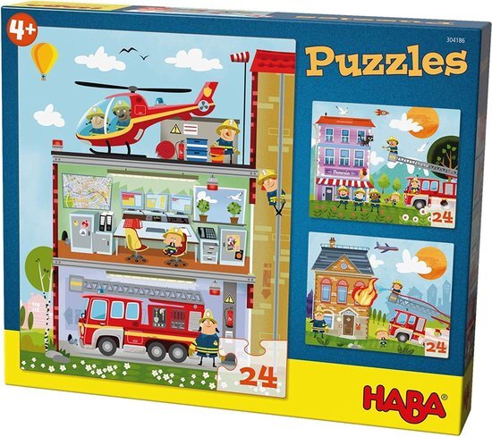 Haba Puzzel Kleine Brandweerkazerne 3 Stuks 24-delig