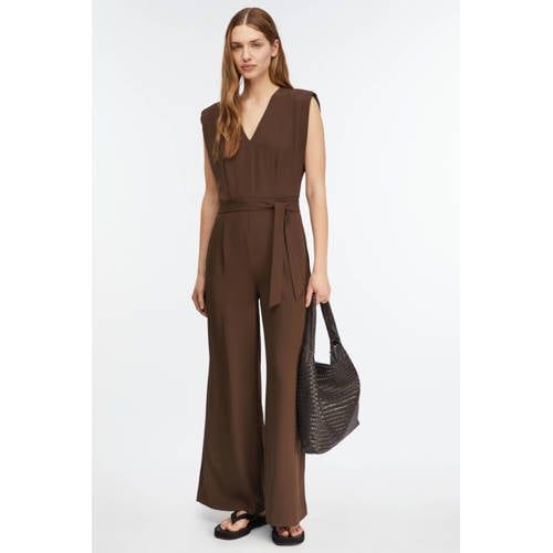 Comma jumpsuit donkerbruin