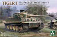 TAKOM Modelbouwpakket Militaire voertuigen - 2198 Tiger I Mid-Production w/Zimmerit - Sd.Kfz. 181 Pz.Kpfw. VI Ausf. E Plastic - 1:35 - Modelbouw