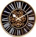 NeXtime William – Industrial Wandklok – 50 cm – Metaal – Zwart – Bewegende tandwielen