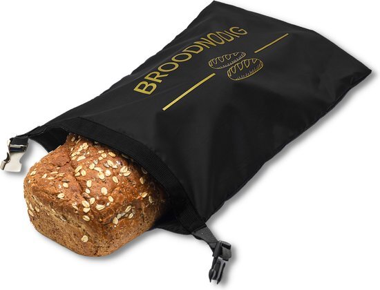 BROODNODIG BROODNODIG®? Herbruikbare Broodzak (44x30cm) – 100% RPET – Broodzakken Voor Zelfgebakken Brood – Broodtrommel – Thuisbakker - Diepvrieszak - Brooddoos – Zwart