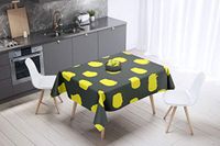 Bonamaison Tafelkleed, Anti-Mold, Sneldrogend, Waterdicht, 100% Polyester Tafellaken, Neon Geel, Rook, 140 x 140 Cm
