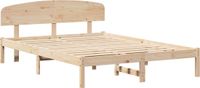 vidaXL Bedframe met hoofdeinde, naturel, 150 x 200 cm, massief grenenhout