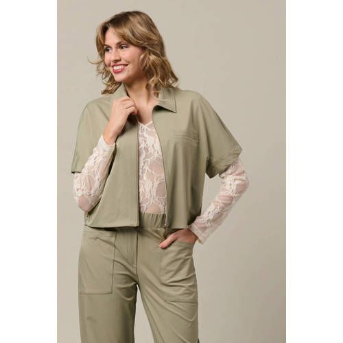 &Co Woman cropped blazer kaki