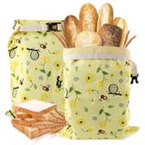 Lot de 2 sacs réutilisables en cire d'abeille, grande taille