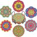 Ibenzoa® set de 6 sous-verres mandala – Kit de bricolage en bois avec support, colle, stylo spécial, plateau à diamants et fond en liège