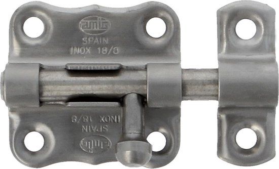 AMIG schuifslot/plaatgrendel - 5 x 4.8 cm - mat roestvrij staal - deur - poort