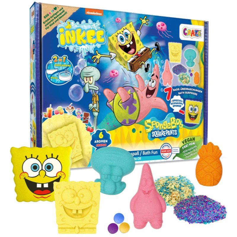 INKEE SpongeBob geschenkdoos - badplezier sets met 7 badtoevoegingen en spons