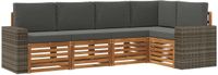 vidaXL - Buiten - bank - set - 5 - st - Natuurlijk - en - Antraciet - Polyester
