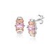 ZINZI 13mm zilveren oorstekers baguette geslepen zirconia's wit, en roze ZIO2490