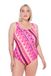 Ulla Popken Alice Geometrie Badpak voor dames, grote maten, hibiscus roze, 48