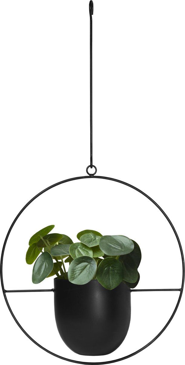 QUVIO Bloempot hangend - Bloempot binnen - Metaal - Zwart