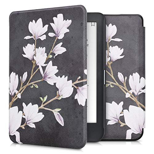 kwmobile hoes compatibel met Kobo Clara HD - Case voor e-reader in taupe/wit/donkergrijs - Magnolia
