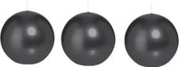 Trend Candles Bolkaars glad - 3x - zwart - 8 cm - 25 branduren - ronde kaarsen