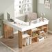 Vente-unique Bureau d'angle avec rangement - Blanc et naturel - LILEUL