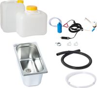 Novo Wei 12V Mini-keuken, afmetingen 325x176x150mm. Keuken voor op de camping, keukenblok, bouwpakket, wastafel.