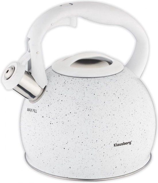 KLAUSBERG Top Choice Fluitketel - 2L - RVS - Wit - Alle Warmtebronnen