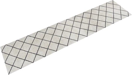 vidaXL Keukenmat - wasbaar - geblokt - 60x300 cm - fluweel