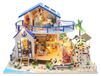 Merkloos Poppenhuis Bouwpakket van hout - Miniatuur huis met verlichting - Schaal 1:18