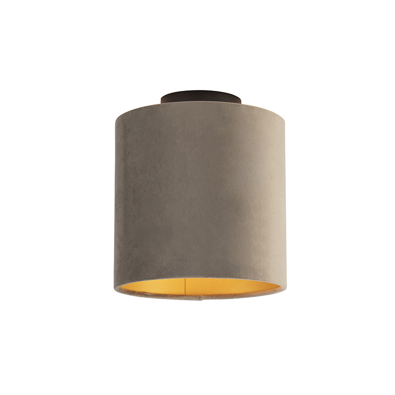 QAZQA combi cl - Plafondlamp met lampenkap - 1 lichts - Ã˜ 200 mm - Taupe