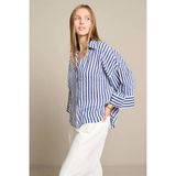 LOLALIZA gestreepte blouse met linnen - ecru