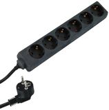 UNITEC Tafelcontactdoos, 6-voudig, 3 m, H05VV-F 3G1,5 mm², zwart