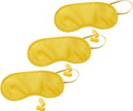 Merkloos / Sans marque Makito Western Europe Slaapmasker met oordoppen - 4x - Geel - Verduisterend travel masker - kinderen en volwassenen