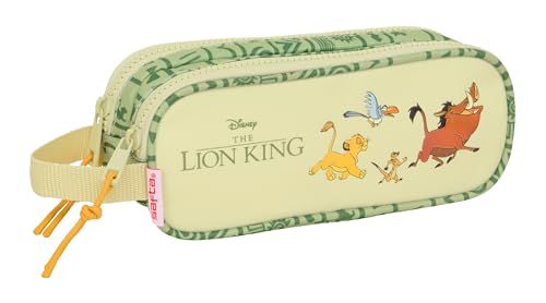 Safta Mufasa Etui voor kinderen, ideaal voor schoolleeftijd, comfortabel en veelzijdig, kwaliteit en duurzaamheid, 21 x 6 x 8 cm, groen/beige