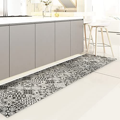 Crearreda Keukentapijt - 240 cm x 50 cm - Grijs - Antislip - Wasbaar - Vinyl - Made in Italy