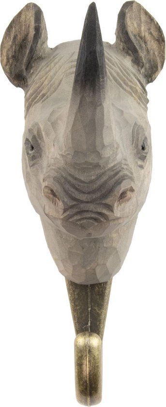 Wildlife Garden Kledinghaak Neushoorn - Grijs - Hout/Metaal - 1-haaks