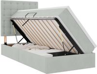 vidaXL LED Opbergbed met Matras Lichtgrijs Fluweel 90 x 190 cm