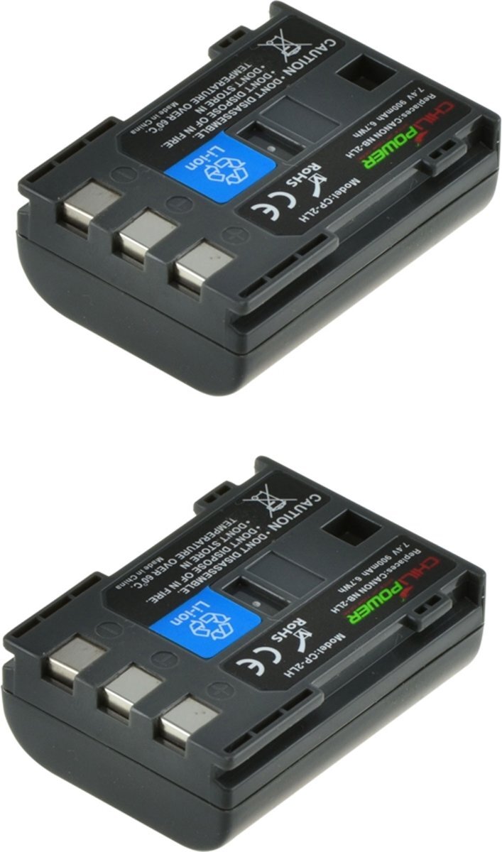 ChiliPower NB-2LH / NB-2L accu voor Canon - 900mAh - 2-Pack NB-2LH / NB-2L accu voor Canon - 900mAh - 2-Pack